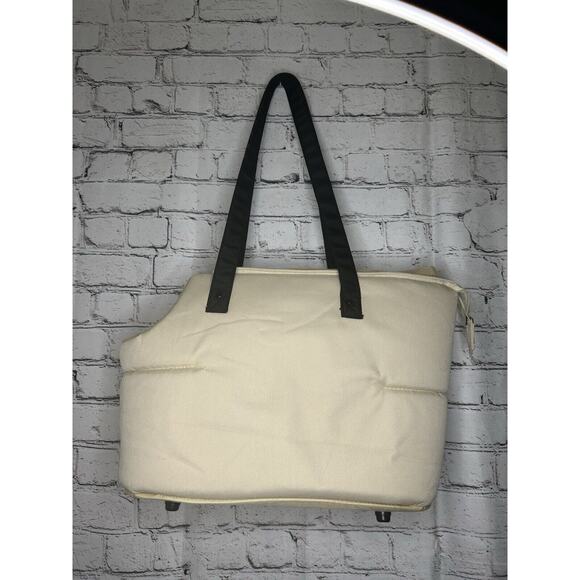 New York Dog City Tote Dog Carrier Shoulder Bag Cream Peek Thru Net Travel Beige - Picture 2 of 11